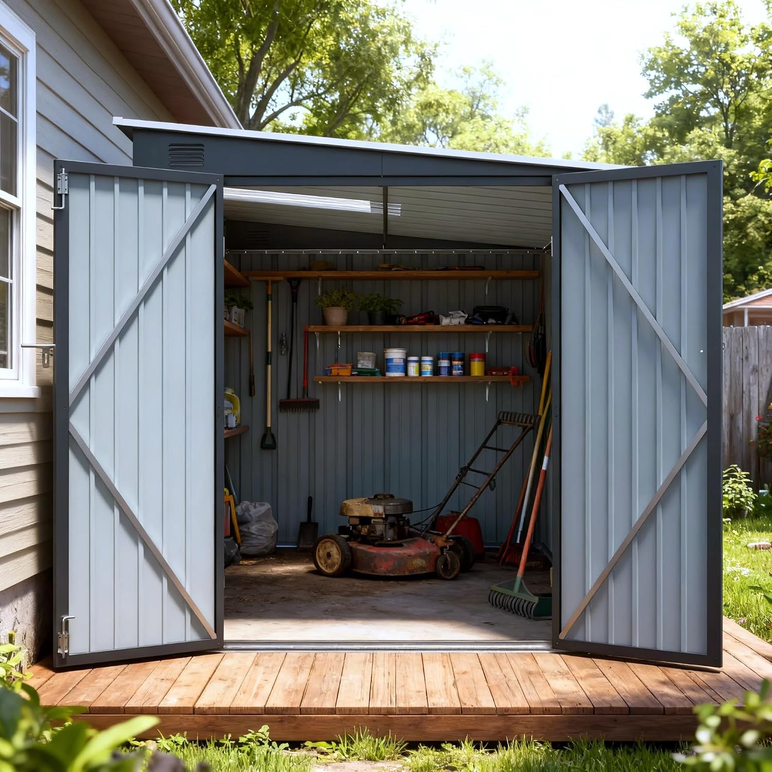 6x8 FT Metal Lean to Shed Lock - Garden Tools 评论和价格