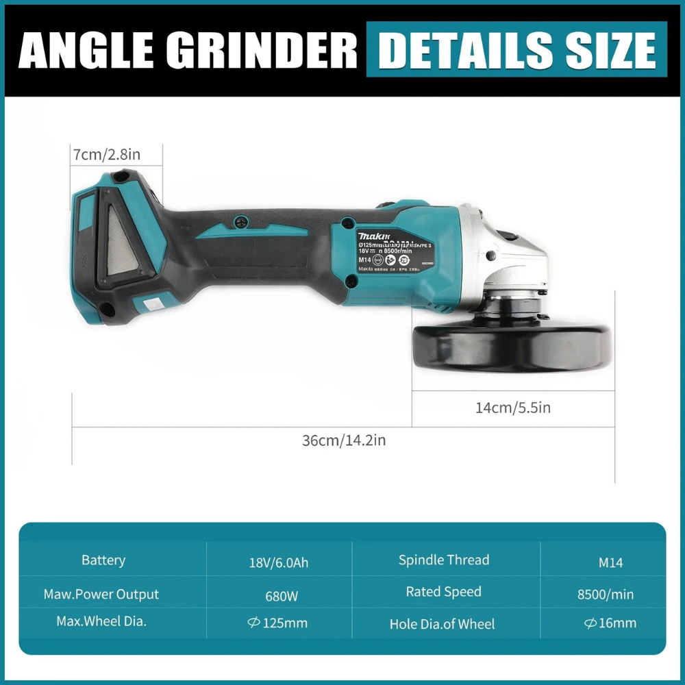 2026 Makita DGA404 125mm Angle - Brushless Angle Grinder Battery Powered 评论和价格