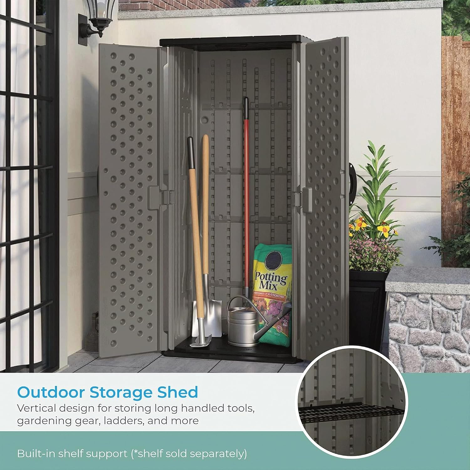 Vertical Storage Shed 22 Cu Ft - Garden Tools 评论和价格