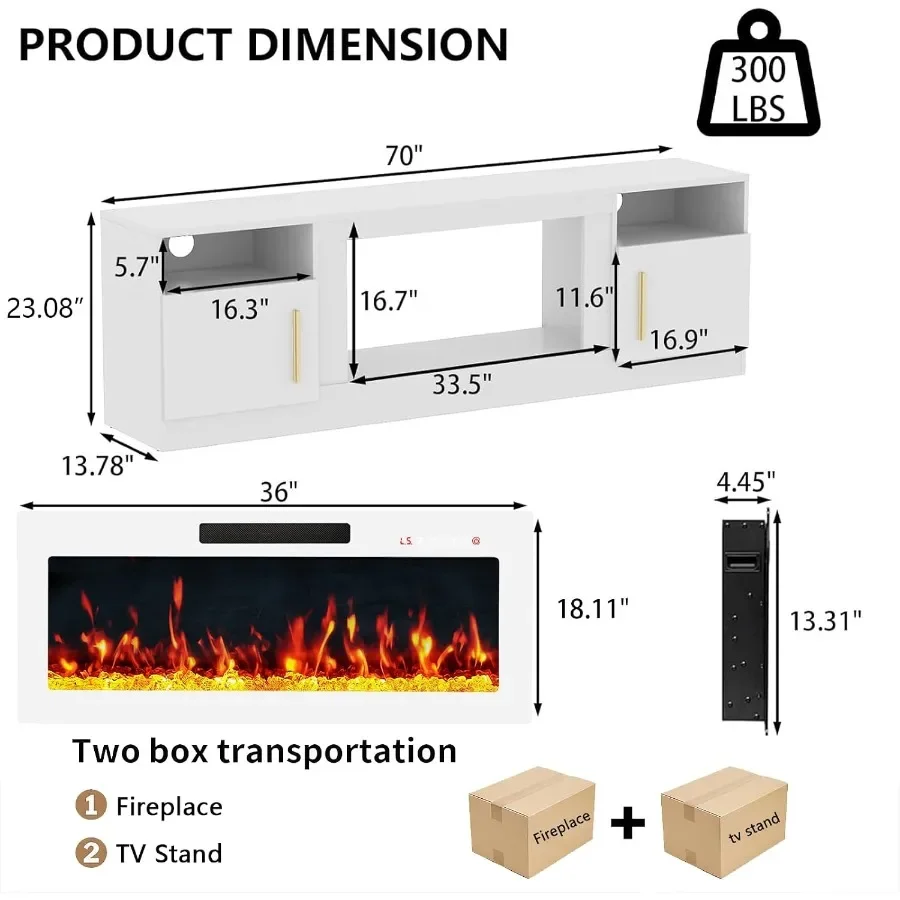70 Fireplace TV Stand Entertai - Electrical 评论和价格