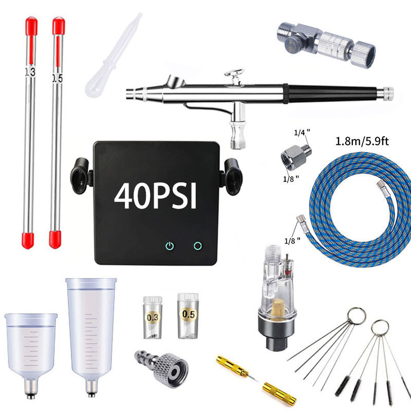 T001A Airbrush Paint Spray Gun - Airbrush Kit With Mini Compressor 评论和价格