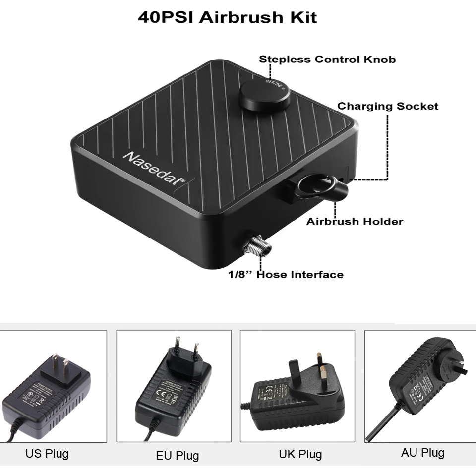 Nasedal Airbrush Air Compresso - Airbrush Kit With Mini Compressor 评论和价格
