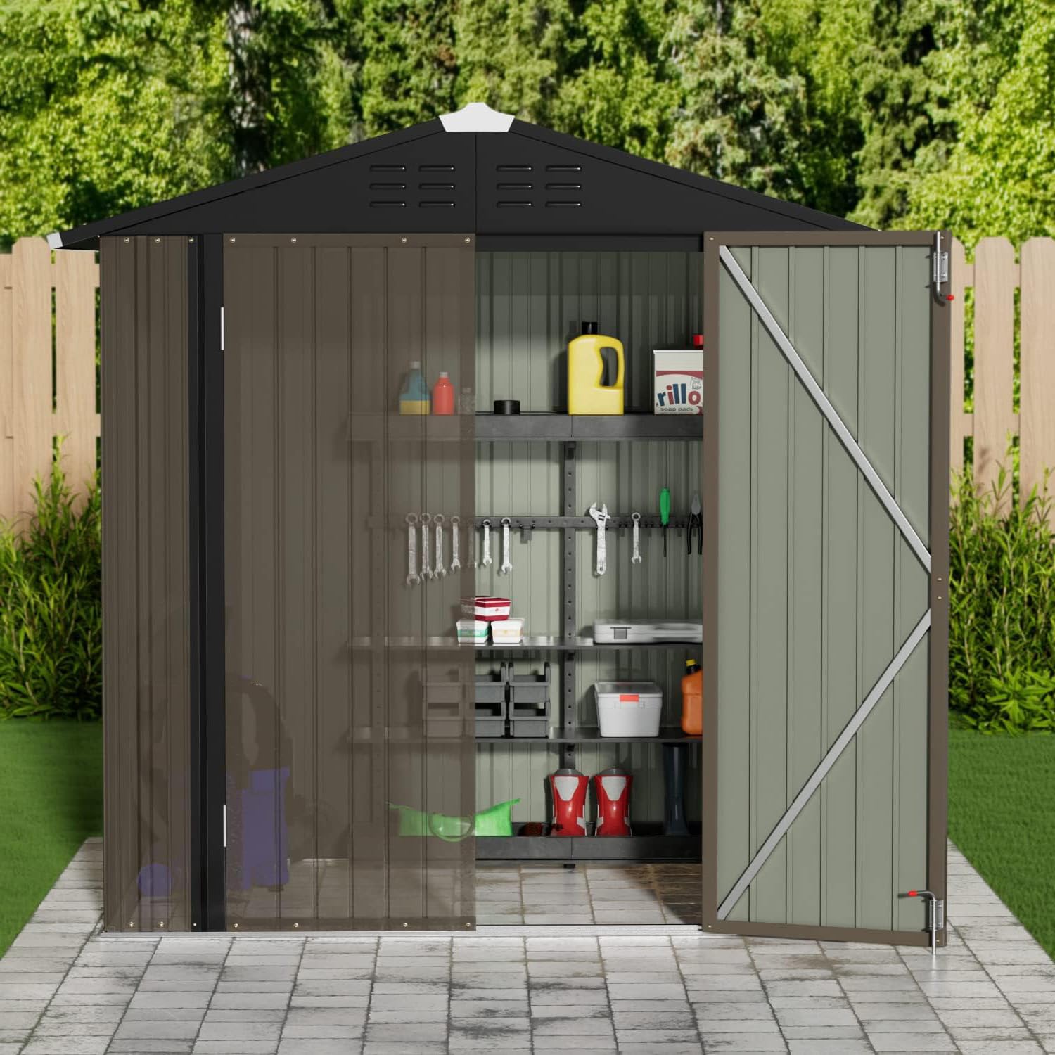 Metal Outdoor Storage Shed 6x4 - Garden Tools 评论和价格