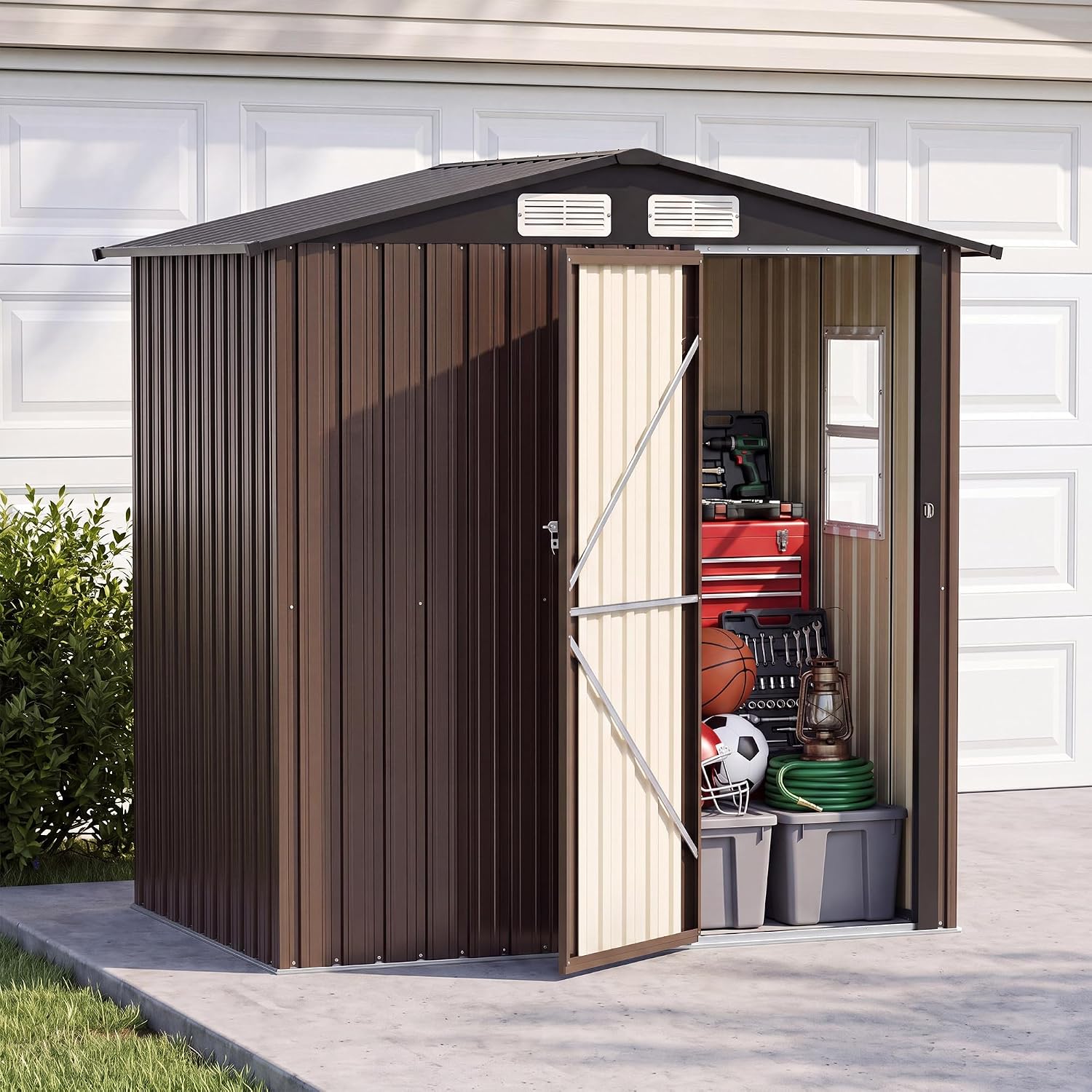 Outdoor Storage Shed 6x4FT Wat - Garden Tools 评论和价格